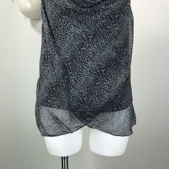 Prontomoda Giusy Silk Sleeveless Blouse Leopard Drape Neck Top Italy Size S - Picture 3 of 10